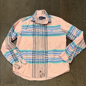 Ralph Lauren pink/blue plaid button down shirt Large